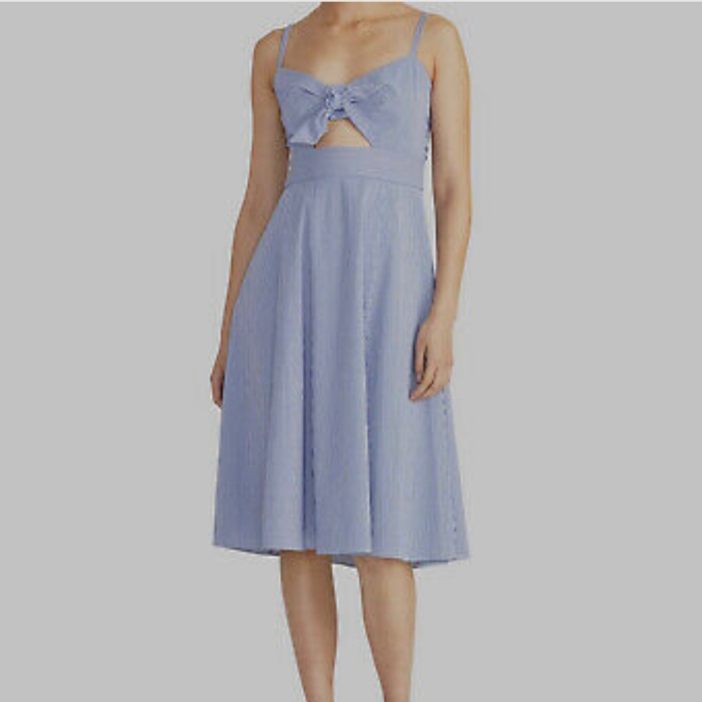 Rachel Roy Striped Seersucker Fit & Flare Dress Size